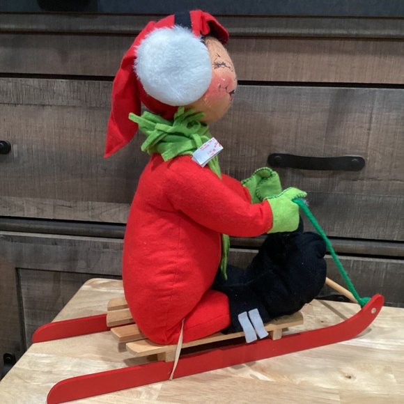 Annalee Dolls 18" Sledding Boy 1967/1972 Christmas Winter - Picture 4 of 6
